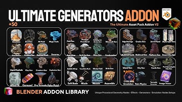 🔥Ultimate Generators Addon Setup & Tutorial | One-Click Asset Library + Procedural Geometry Nodes