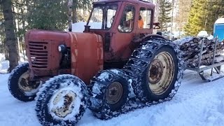 : Belarus tractor mtz 50 1967 firewood from the forest Finland pt.2