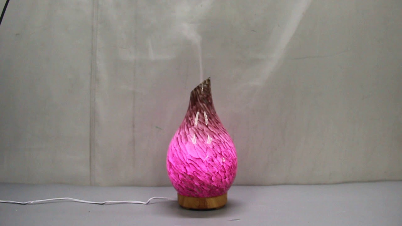 100ml Handmade Glass Ultrasonic Aroma Diffuser 7-Color Soft Night Light-H408