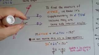 Grade 8 Math #11.1d, Finding unknown angle measures