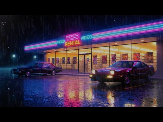 Retrowave • Back to the 80s | Rainy Night at the VHS Rental (Neon