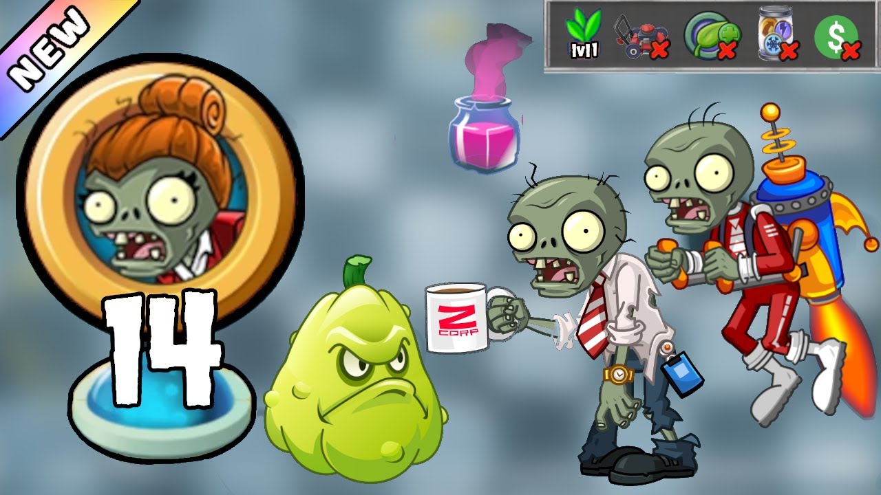Plants vs. Zombies 2 - ZCorp Takeover 2025 Level 14 [Plants Lvl 1