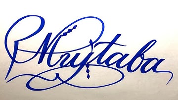 Mujtaba Name Signature Calligraphy Status | How to Draw, Cursive Calligraphy with Cut Marker