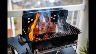 Ribeye roast steak Weber Go anywhere grill (no commentary) Rainy day