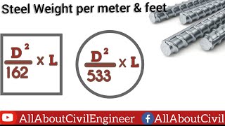 How To Calculate Weight Of Steel Bar in kg/meter and kg/feet | Different Dia  | Urdu / Hindi