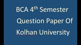 BCA 4th Semester Question Paper 2019