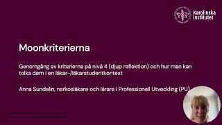 Djup reflektion (nivå 4) Moonkriterierna - föreläsning med exempel
