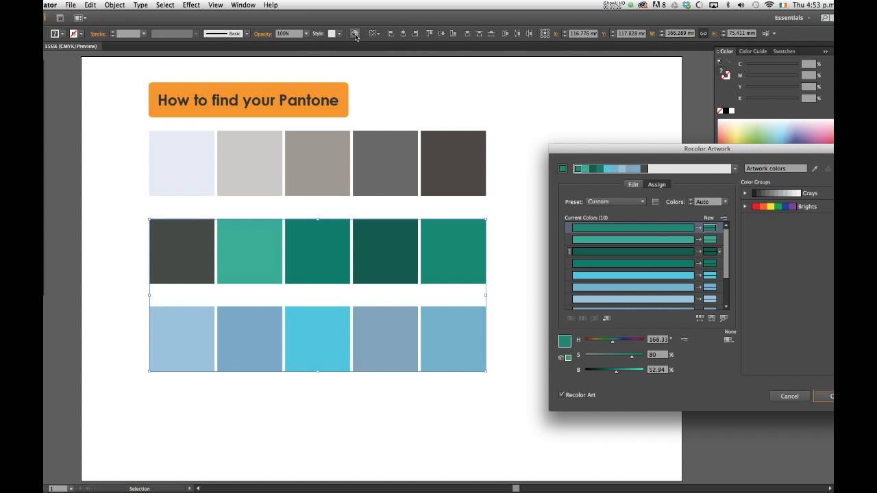 How to find pantone in illustrator cs6 - YouTube