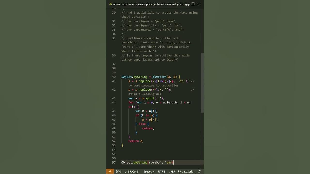 Accessing nested JavaScript objects and arrays by string path - YouTube