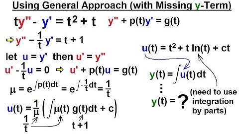 Differential Equation - 2nd Order (31 of 54) General Approach to Find y(t)=? (Missing y-term)