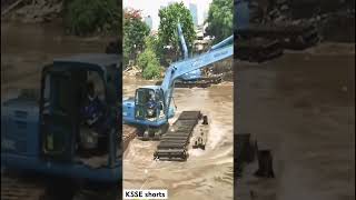 Mind-Blowing Floating Excavator Unearthed In River Adventure! 🌊🚜 #Shorts