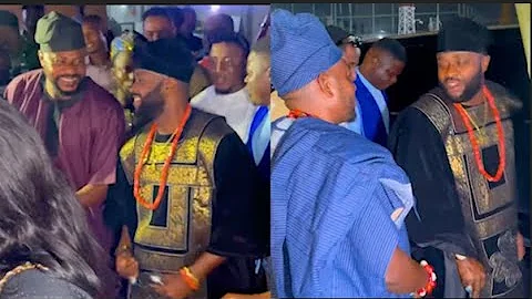 See Femi Adebayo’s Grand Entrance To His Movie Premiere Jagun Jagun As Odunlade Adekola Welcomes Him