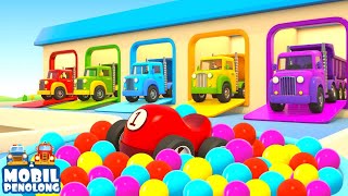 Belajar warna dengan Mobil Penolong | Truk & mobil balap untuk anak | Kartun mobil
