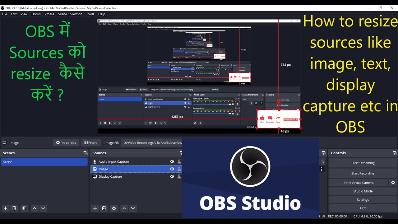 Resize sources in obs studio Stretch/cut obs sources like image, text