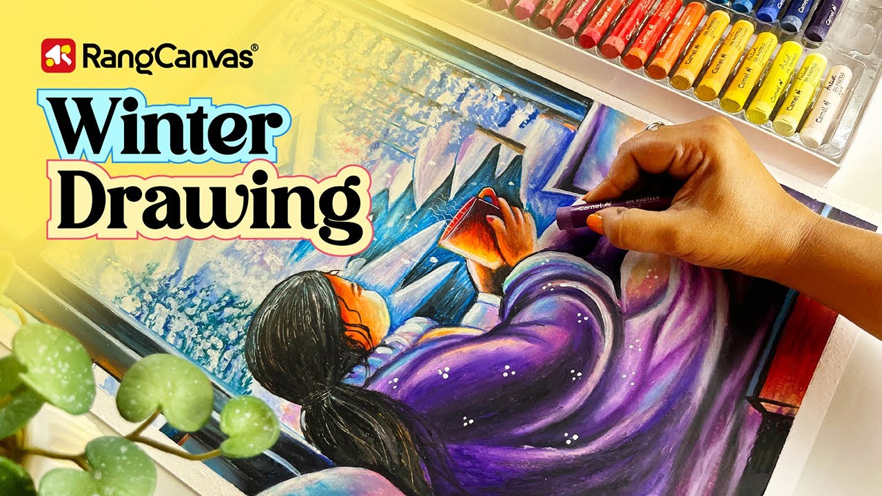 絵画 winter staple Winter drawing Oil Pastel | Oil Pastel winter season drawing
