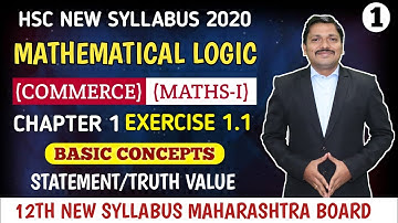 12C/M1/Ch.1. Mathematical Logic Basic & Ex.1.1 Part 1 | 12th Commerce Maths Maharashtra | Dinesh Sir