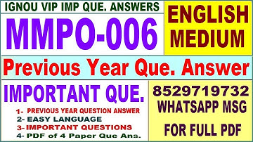 MMPO 006 Previous Year Question Paper in English | mmpo 006 important questions with answer