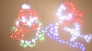 Light Up Metal Wall Snowman Jingle Bells Christmas Decor Windows Lights