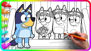 BLUEY Coloring Pages - Do you know How to color Bluey, Bingo, Muffin, Socks at Wedding