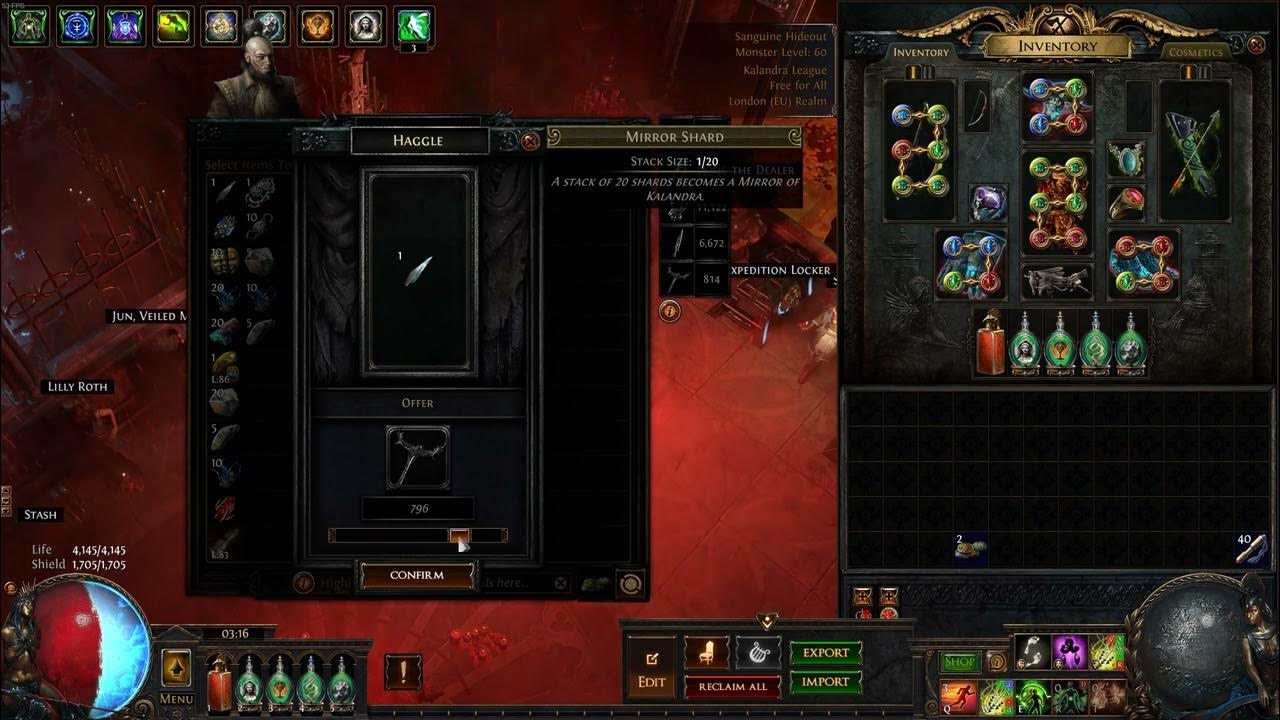 [POE 3.19] Mirror shard from tujen YouTube