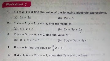 Dav Class 6 Math Chapter 6 Worksheet 7  || Introduction To Algebra || @madhubanclasses