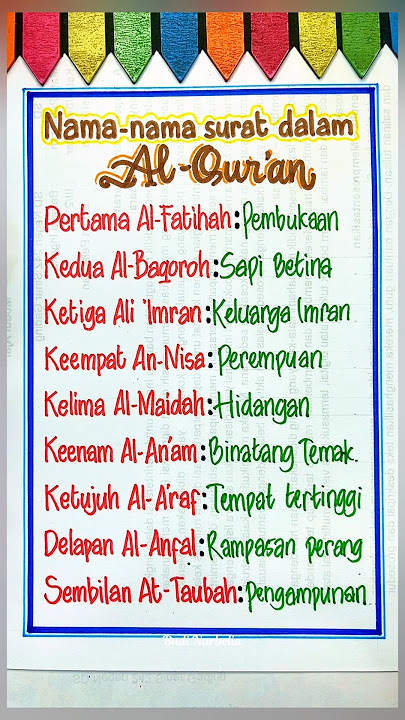 Belajar mengenal nama surat dalam alquran #shorts #shortvideo #belajar