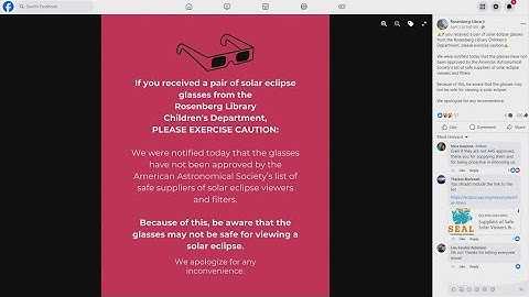 Rosenberg Library in Galveston has a warning -- they say they were distributing unapproved eclipse g