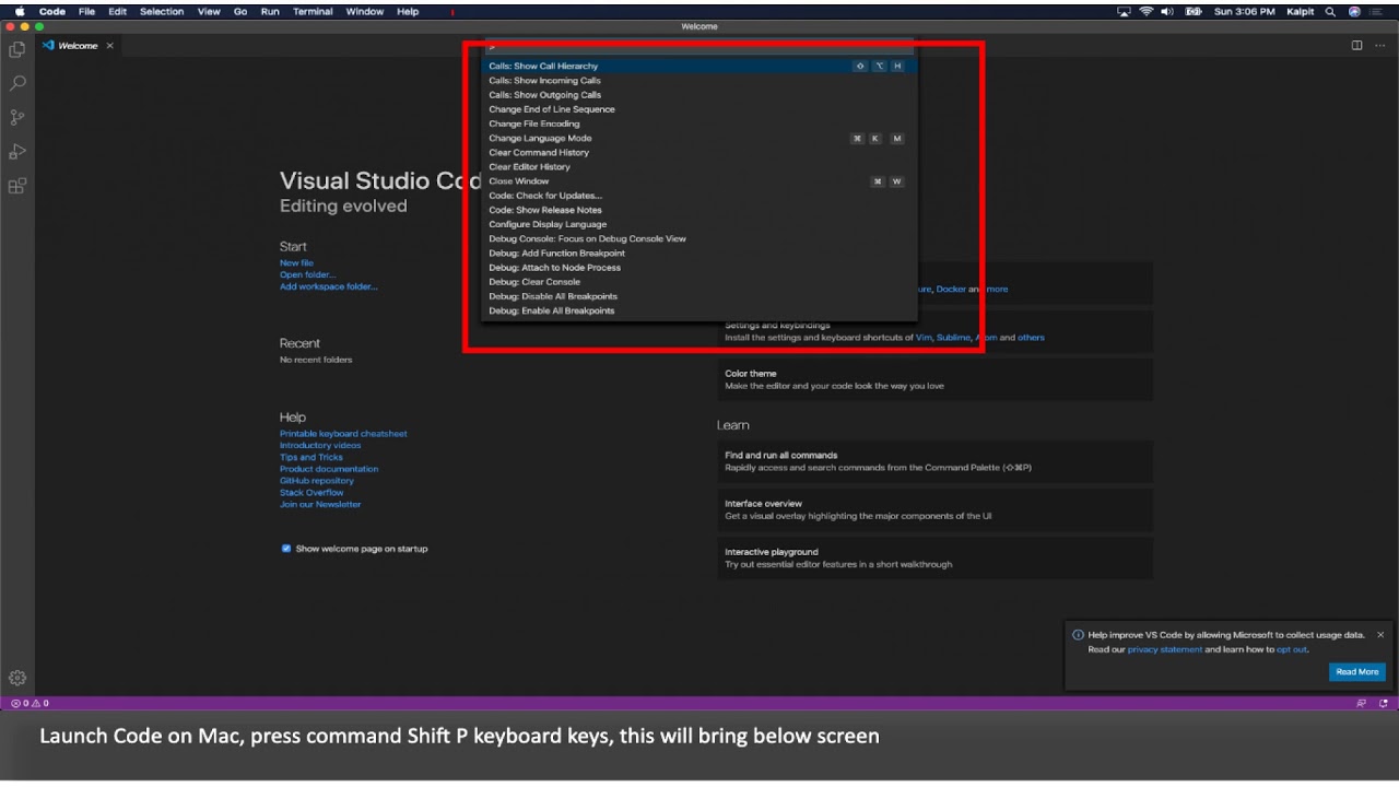 How to install and run VS code from mac command line using code DOT (code  .) shell command - YouTube