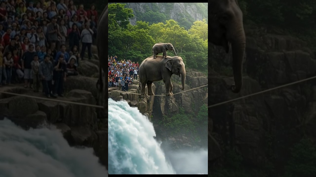 Heart-Stopping Elephant Rope Walk! 