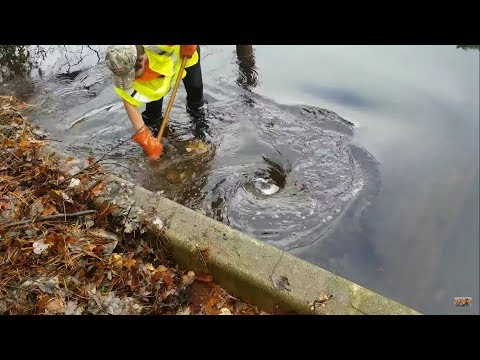 Unclogging Massive Lake Drain, Worst Clog I Have Ever Seen, Whirlpools Massive