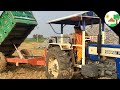 Village girl Swaraj 744 Tractor with heavy loads used Hydraulic Tipper trailer - Come to Village