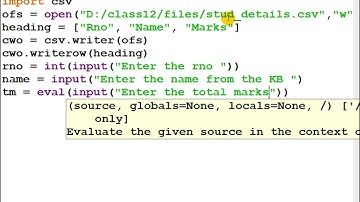 004)  Write one row to a CSV File