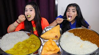 Kadhi Chawal, Chole Chawal, Samosa and Bread Pakora Eating Challenge | Food Challenge