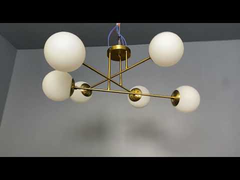 Бронзова сучасна люстра на 6 плафонів (52-9804-6 BRZ+WH), видео 1