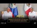 Ceremonia de bienvenida al primer ministro de Belice, Juan Antonio Briceño.