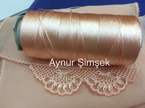 Kavun içi çizmeli iplik ve şifon başörtü  Turkish iğne oyası
