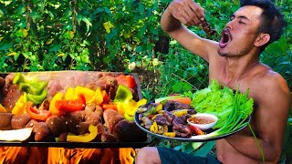 Survival cooking pork kidney | Simple cooking recipe