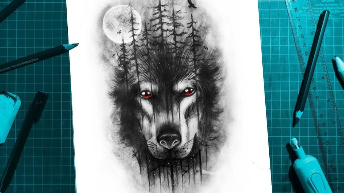 Cómo DIBUJAR un LOBO con luna y bosque con Lápiz Grafito Paso a Paso Fácil  - thptnganamst.edu.vn