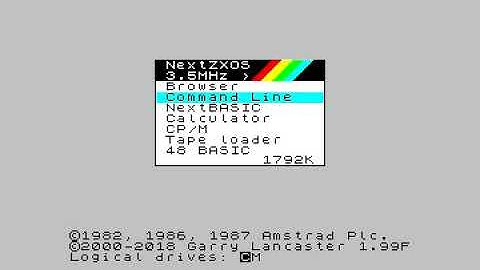 ZX Spectrum Next Core with Info Screens NEXTZXOS V1.99F