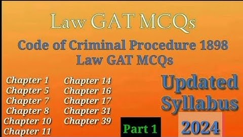 Law GAT CrPC Important MCQs (Part 1)| CRPC 1898 Law GAT MCQs  | 2022 Law GAT Lecture