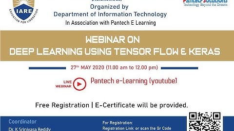 Webinar on Deep Learning Using Tensorflow & Keras  | KERAS Tutorial | CNN | Pantech e learning