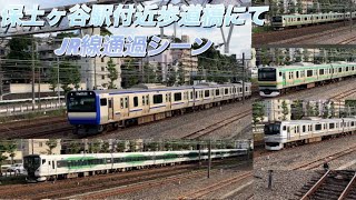 保土ヶ谷駅付近の歩道橋 JR線通過シーン レア特急257系5000番台も通過！