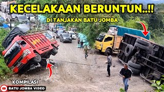 Kecelakaan Beruntun - Mobil Truk Terbalik Di Tanjakan Batu Jomba