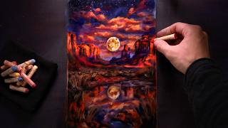 ASMR Oil Pastel Desert Night 🌙 | No Talking