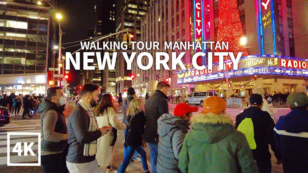 [4K] NEW YORK CITY - Evening Walk Manhattan 2021 Thanksgiving Day on 6th Avenue & Rockefeller Center