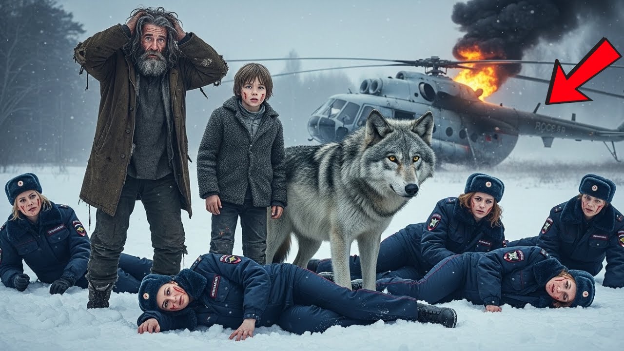 Бездомный и серый волк спасают пятерых женщин-полицейских из снега — правда заставит вас плакать.