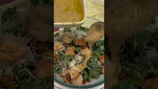 Kale Caesar Salad with Spicy Roasted Chickpeas