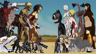 Chainsawman Devil, Denji, Power, Makima, vs Eren, Mikasa Cartoon Cat, Siren head, Jeff, Jason - DC2