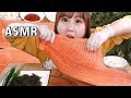 ASMR｜연어는 한입 듬뿍 먹어야 제맛이죠!! 연어회 먹방, 연어초밥, 바다포도 asmr, 리얼사운드