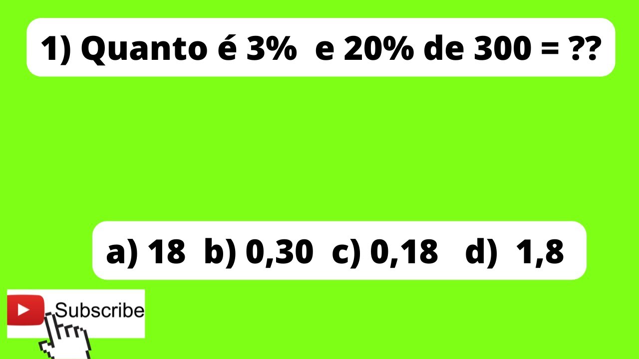 Como calcular 3% e 20% de 300?? - YouTube